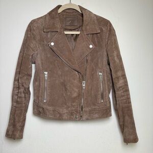 BLANK NYC Suede Moto Jacket Tan Taupe Light Brown Silver Hardware Small